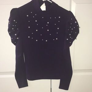 Dark purple dress shirt.